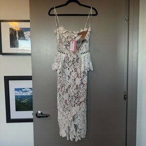 Elliatt Optics Floral Lace Peplum Dress